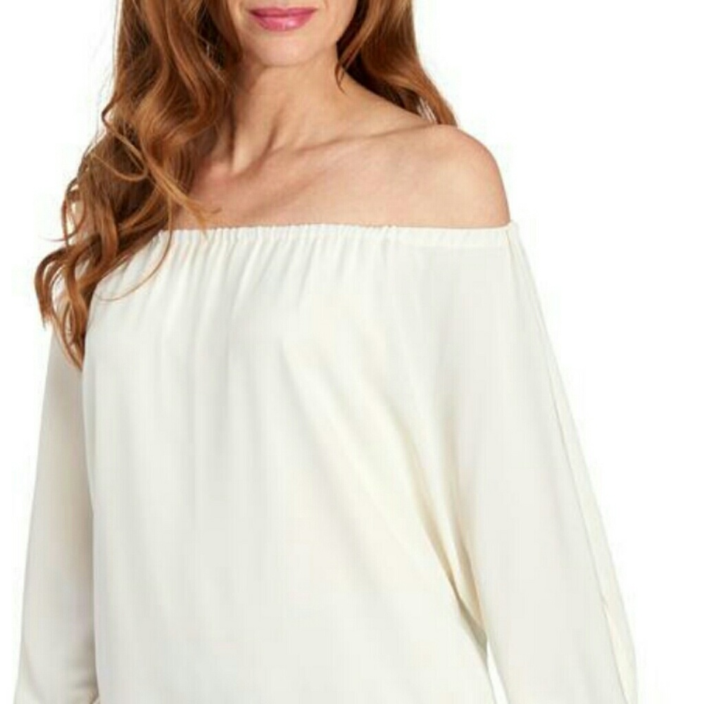 Off-the-Shoulder Top Embellished Cuffs - Picture 2 of 4